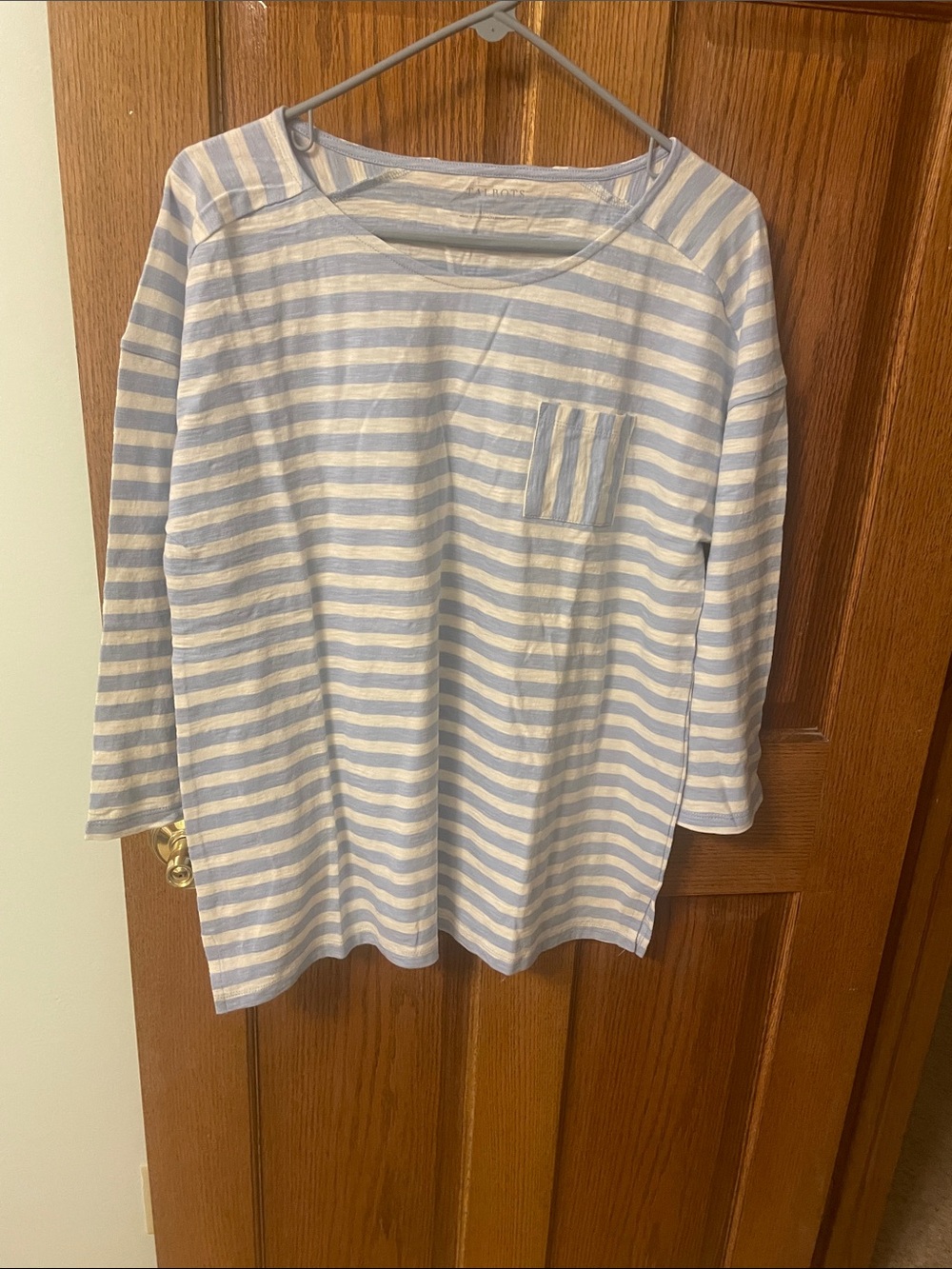 Talbots Sky Blue and White Striped Long Sleeve Top